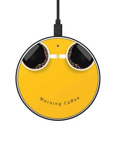 Buy Morning Coffee Printed Fast Wireless Charger With USB Cable Multicolour in UAE