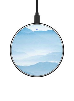 Buy Mountains Printed Ultra Slim Fast Wireless Charger With USB Cable Blue/White in Saudi Arabia