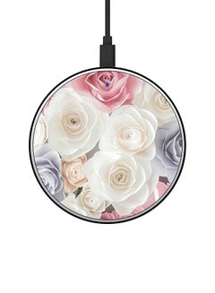 Buy Roses Printed Ultra Slim Fast Wireless Charger With USB Cable Multicolour in UAE