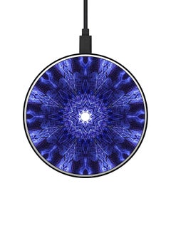 Buy Texture Printed Ultra Slim Fast Wireless Charger With USB Cable Blue/White in Saudi Arabia