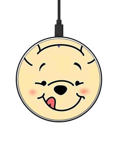 Buy Winnie-The-Pooh Face Printed Fast Wireless Charger With USB Cable Beige/Black/Red in UAE