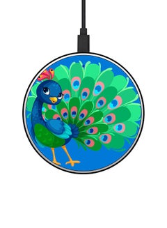 Buy Peacock Printed Fast Wireless Charger With USB Cable Multicolour in Saudi Arabia