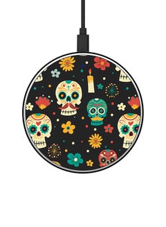 Buy Skeleton Printed Fast Wireless Charger With USB Cable Multicolour in Saudi Arabia