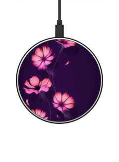 Buy Flower Printed Fast Wireless Charger With USB Cable Purple/Pink in UAE