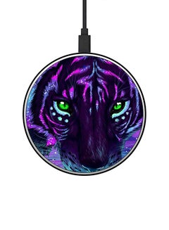 Buy Tiger Printed Fast Wireless Charger With USB Cable Multicolour in UAE