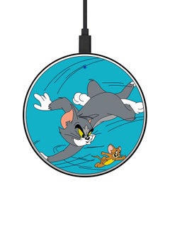 Buy Tom And Jerry Printed Fast Wireless Charger With USB Cable Multicolour in UAE