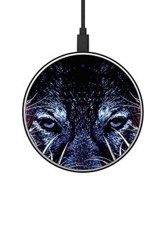 Buy Wolf Printed Ultra Slim Fast Wireless Charger With USB Cable Black/Blue in Saudi Arabia