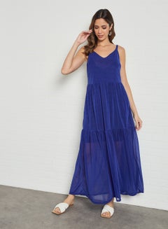 Buy Tiered Maxi Dress Blue in UAE