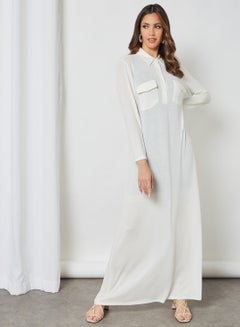 Buy Collared Maxi Dress White in Saudi Arabia