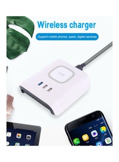 Buy Wireless Charger With 3 USB Charging Station White in Saudi Arabia