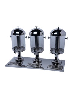 Buy Triple Elegant Beverage Dispenser With Stainless Steel Base Silver 25x25x20cm in Saudi Arabia