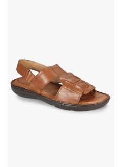Buy Textured Open Toe Casual Sandals Tan in UAE