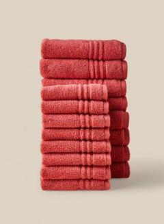 Buy 16 Piece Bathroom Towel Set - 500 GSM 100% Cotton Premium Quality - 8 Hand Towel - 8 Face Towel - Highly Absorbent - Fast Dry Spice Red in UAE