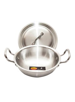 Buy 3-Piece Aluminium Kadai Set With Lid Silver 33.5, 36, 38.5cm in UAE