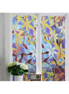 Buy Glue Static Decorative Window Film Blue/White/Yellow 45x200cm in UAE