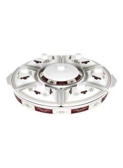 Buy Rotating Serving Tray White/Red 7 Centimeter White/Red 55x54x12cm in UAE