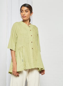 Buy Textured Flared Top Green in UAE