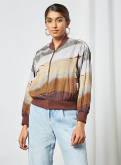 Buy Graphic Bomber Jacket Multicolour in Saudi Arabia