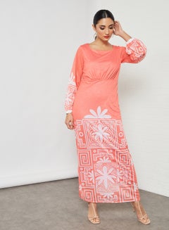 Buy Contrast Print Dress Pink in Saudi Arabia