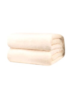 Buy Solid Colour Blanket flannel Beige 100x180cm in UAE