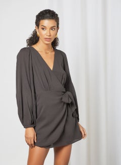 Buy Wrap Mini Dress Black in UAE