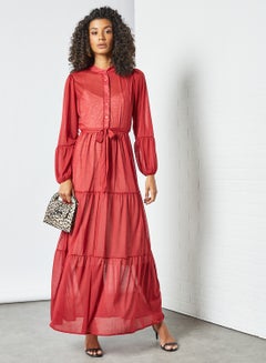 Buy Tiered Maxi Dress Red in Saudi Arabia