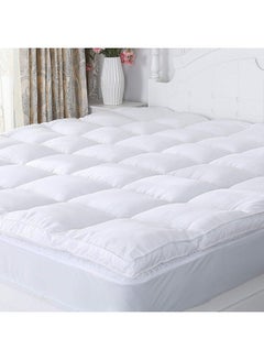 Buy 100% Microfiber 90gsm  Supersoft Mattress Topper 1Pc Polyester White 150x200cm in UAE