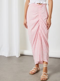 Buy Ruched Maxi Skirt Pink in Saudi Arabia