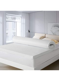 Buy Visco Mattress Topper With Removable Knitted Cover Memory Foam White 180x200cm in UAE