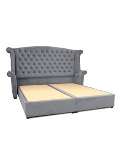 Buy Damaskino Bed Frame - Straight Upholstered Back Swedish Wood With A Modern Design Grey 200x40x140cm in Saudi Arabia