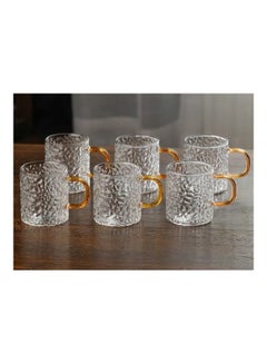 Buy 6-Piece Borosilicate Glass Tea Cup Clear/Gold in UAE
