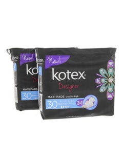 Buy 2-Pack 30-Piece Normal Maxi Pads With Wings Set White 30grams in UAE