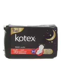 Buy 16-Piece Nighttime Maxi Pads Set White 100grams in UAE