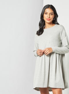 Buy Gather Detailed Dress Grey in UAE