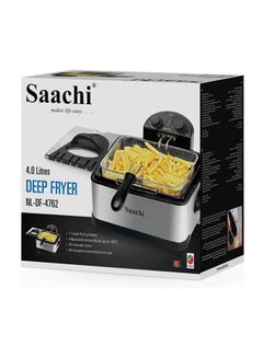 Buy Deep Fryer with Stainless Steel Body, Removable Inner Pan, Adjustable Timer and Temperature Control 4 L 2000 W NL-DF-4762-ST Silver/Black in UAE
