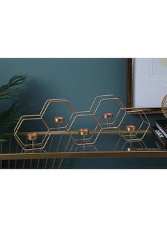 Buy Tatum Tealight Holder Gold 51 x 7 x 17cm in UAE