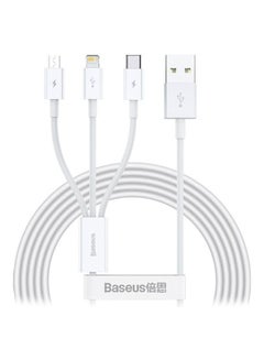 Buy 3 in 1 Multi Fast Charging Cable, Compatible with iPhone/Type C/Micro USB Connector for iPhone, iPad, Micro USB, Type C Smartphones, Supports Fast Charging, Smart 3 Port Charging Cable White in UAE