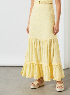 Buy Ditsy Floral Print Maxi Skirt Yellow in Saudi Arabia