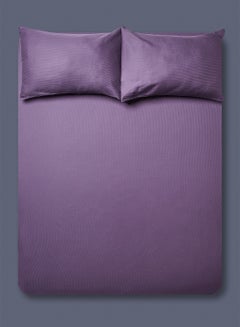 اشتري Classic 100% Cotton 300 Thread Count Sateen Stripe Fitted Sheet Set 150X200 + 25 Cm With 2 Pcs Pillow Cover 50x75 Cm Violet Queen في السعودية