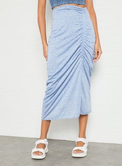 Buy Ruched High Waist Skirt Blue in UAE