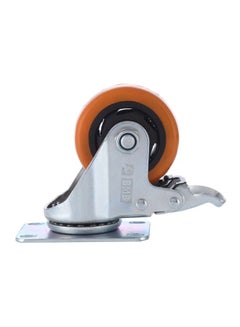 Buy Heavy Duty Caster Wheel Double Ball Bearing Swivel With Brake Silver/Orange 125mm in Saudi Arabia