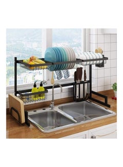 اشتري Stainless Steel Dish Drying Rack Over Sink Black في السعودية