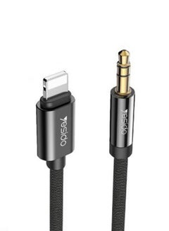 Buy Lightning To 3.5mm jack AUX Audio Cable For iphone Black in UAE
