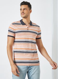 Buy Stripe Print Polo T-Shirt Multicolour in Saudi Arabia