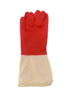 Buy Medium Flock Lined Latex Gloves Red/White in Saudi Arabia