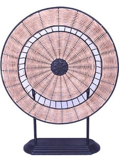 Buy Round Straw Table Sculpture Pink/White/Black in Saudi Arabia