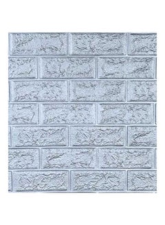 اشتري 10-Piece PE Foam 3D Waterproof Wall Covering Imitation Brick Wall Stickers Grey 70x77x0.9 سنتيمتر في السعودية