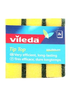 Buy 3-Piece Tip Top Cleaning Sponge Set Yellow/Green in UAE