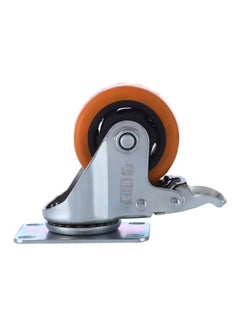 Buy Heavy Duty Caster Wheel Double Ball Bearing Swivel With Brake Silver/Orange/Black 100mm in Saudi Arabia