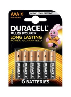 Buy Pack of 6 AAA Plus Power Household Batteries Black/Gold in UAE